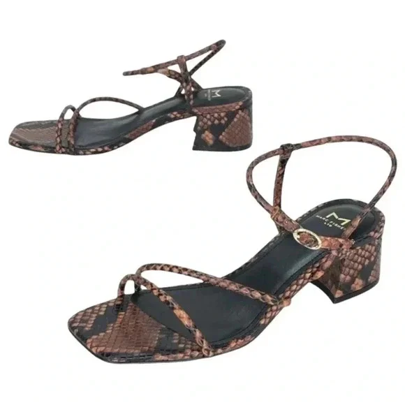 Marc Fisher LTD Womens Sandal 8.5M Jiny2 Brown Snake Print Block Heel - Picture 14 of 16